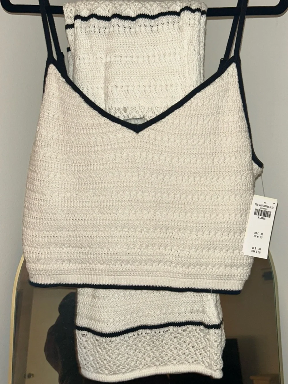 Abercrombie & Fitch Cream Maxi Skirt with Black Trim